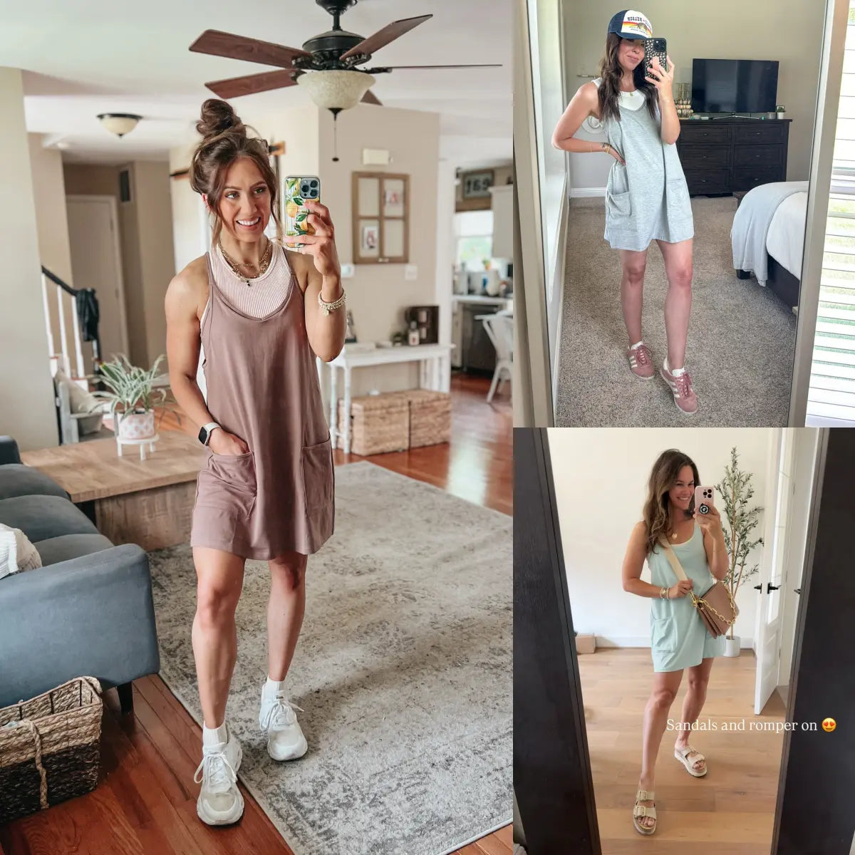 Tanming Women'S Athletic Romper Dress, V-Neck Sleeveless Sun Dress with Built-In Shorts and Pockets for Workout Days, Casual Going Out Outfit, Rompers, Athletic Dress
